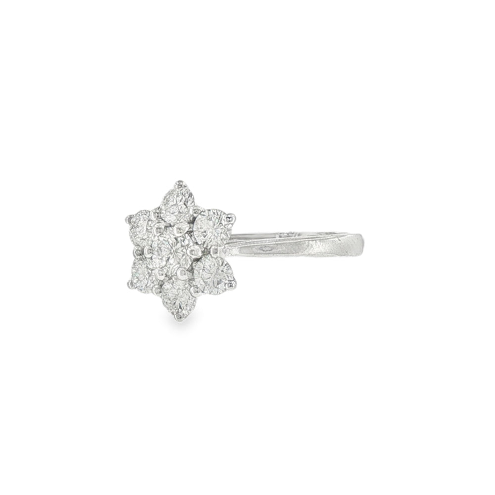Diamond Round Brilliant Cut 1.04ct, Platinum Flower Cluster Ring