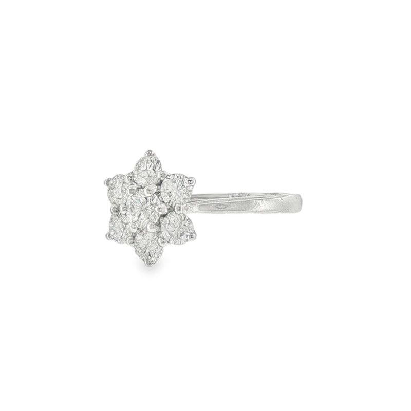 Diamond Round Brilliant Cut 1.04ct, Platinum Flower Cluster Ring