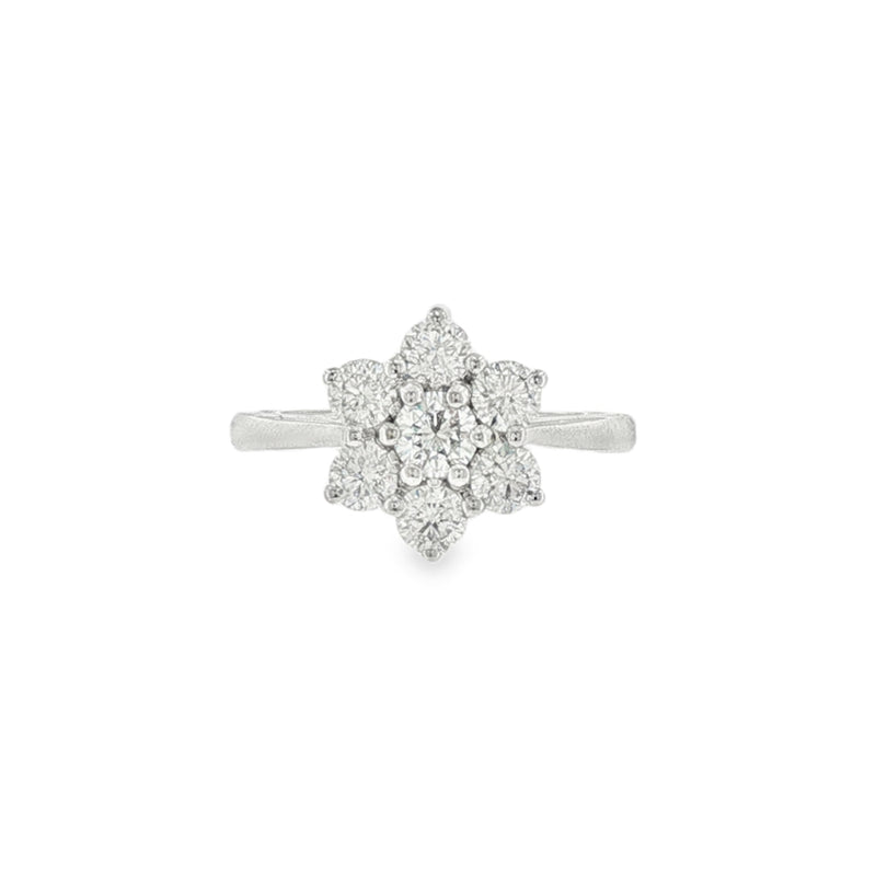 Diamond Round Brilliant Cut 1.04ct, Platinum Flower Cluster Ring