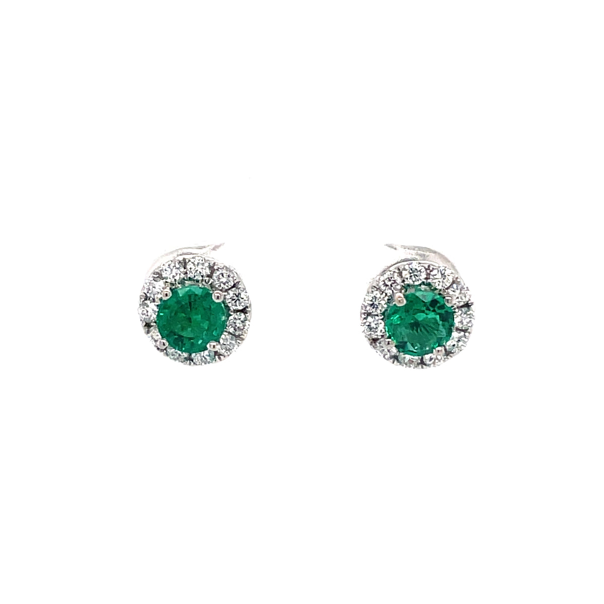 Emerald & Diamond Cluster Earrings