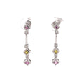 Pink & Yellow Sapphire & Diamond 18ct Drop Earrings