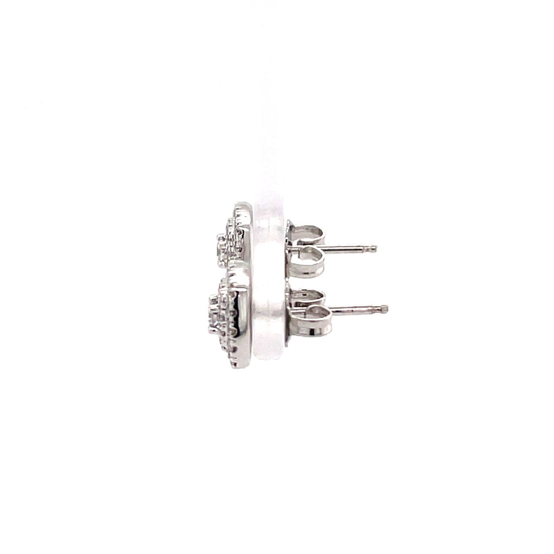 Square Shaped Diamond Cluster 18ct Earrings
