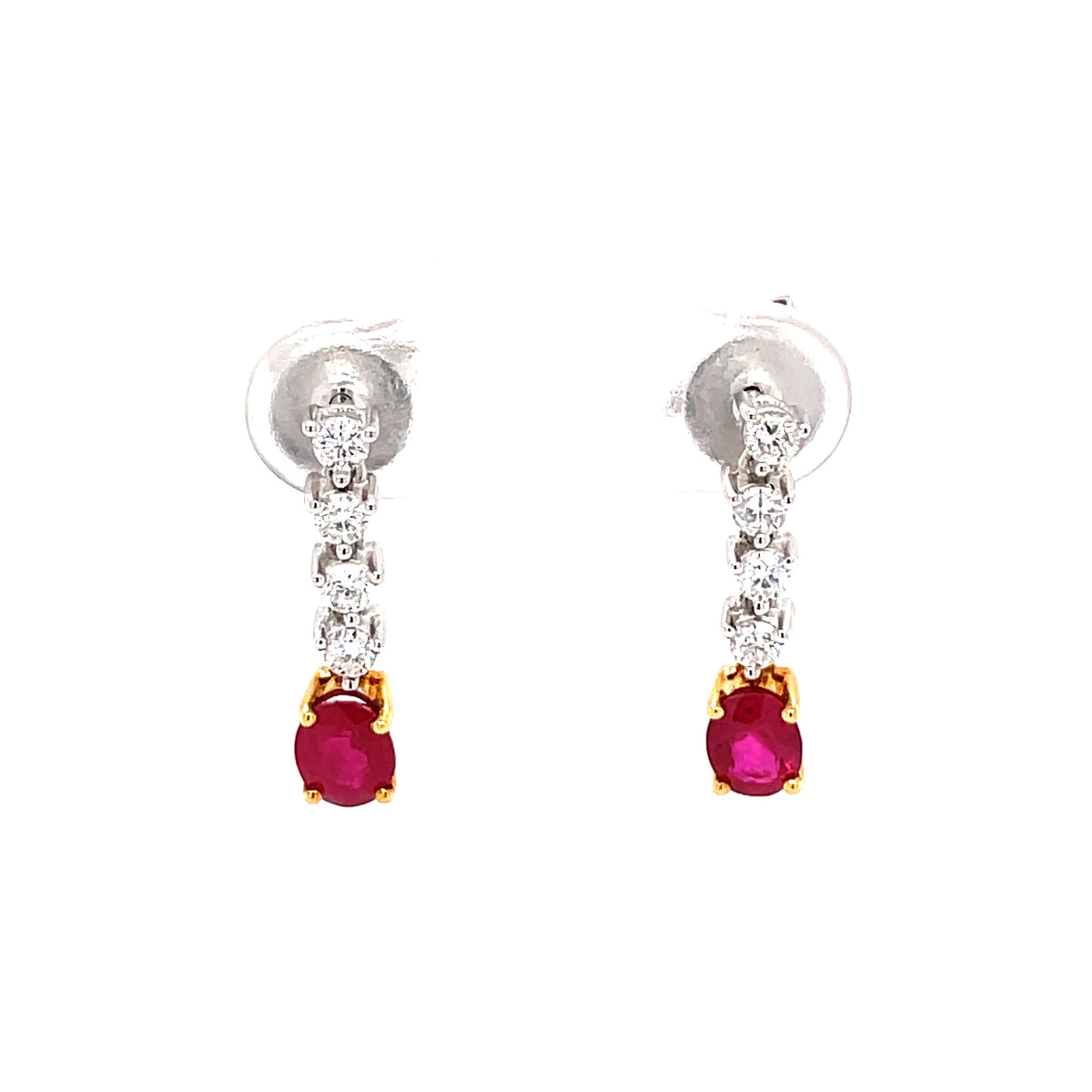 Ruby & Diamond Drop 18ct Earrings