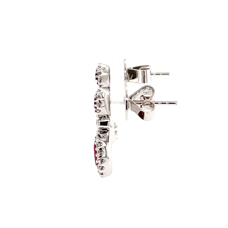 Ruby & Diamond Drop 18ct Earrings
