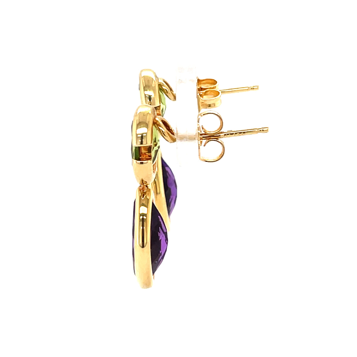 Peridot & Amethyst 18ct Earrings