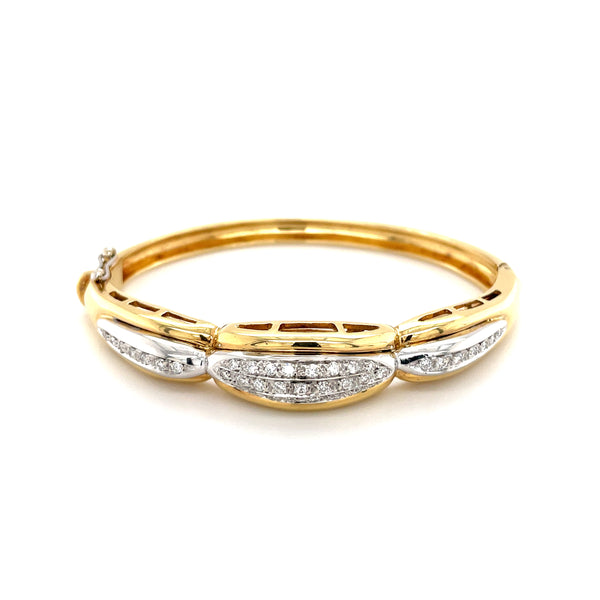 Diamond Design 18ct Hinged Bangle