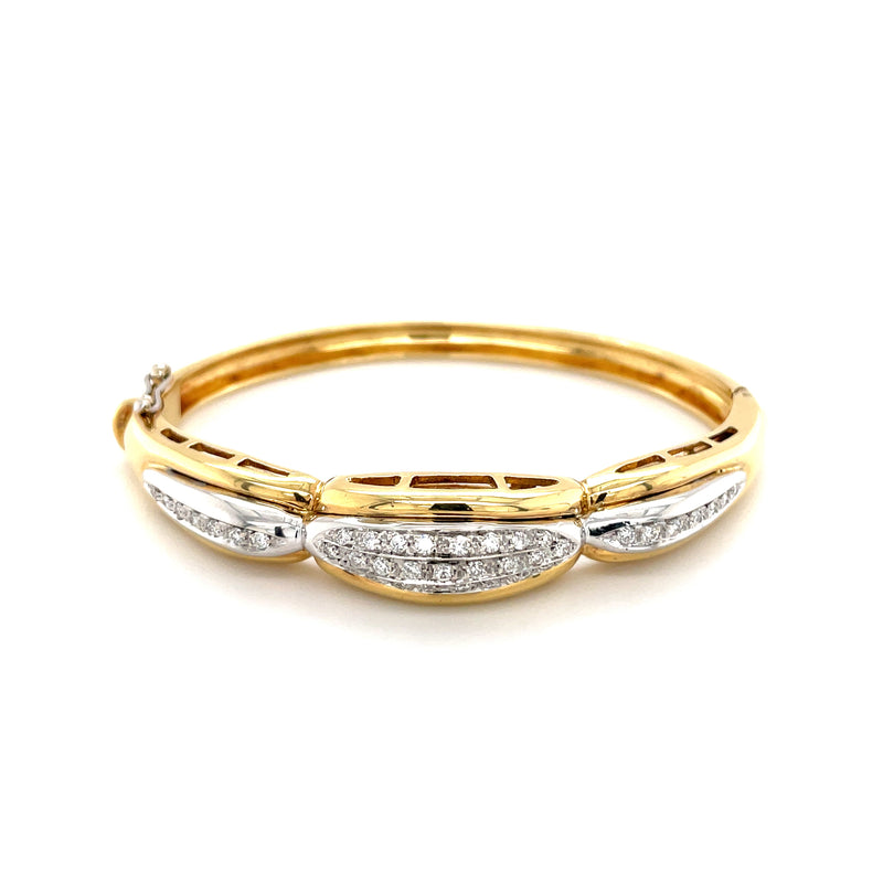 Diamond Design 18ct Hinged Bangle
