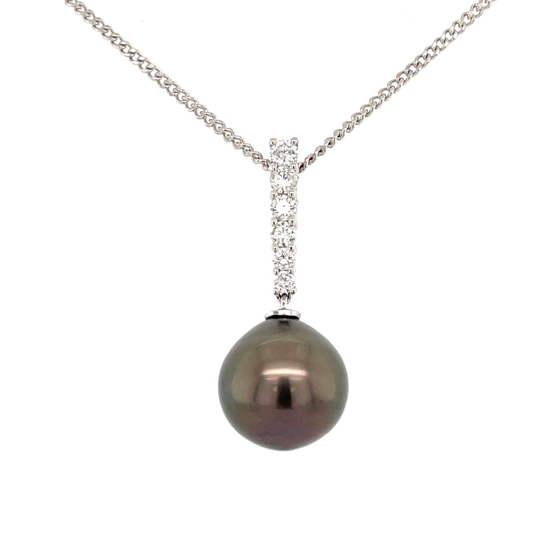 Pearl & Diamond Drop 18ct Pendant