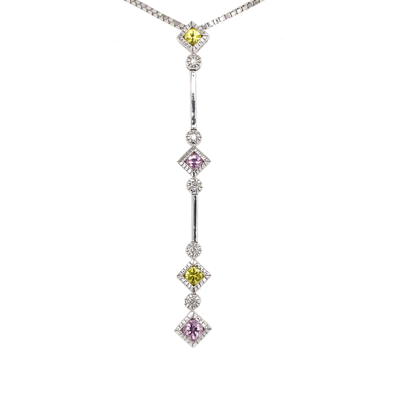 Pink/Yellow Sapphire & Diamond 18ct Pendant