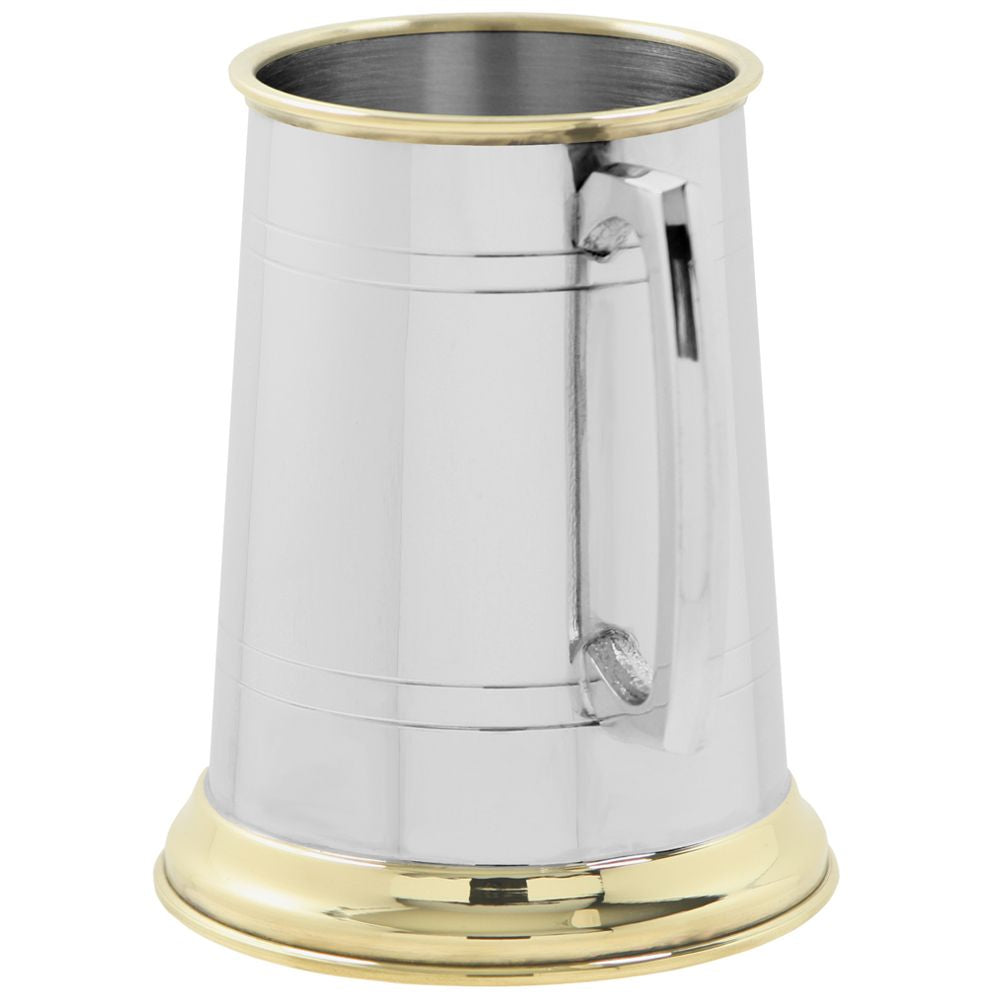 1 Pint Pewter and Brass Tankard