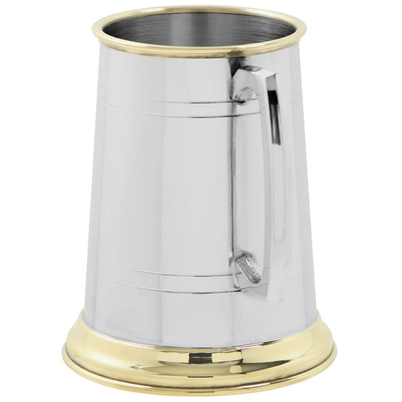 1 Pint Pewter and Brass Tankard