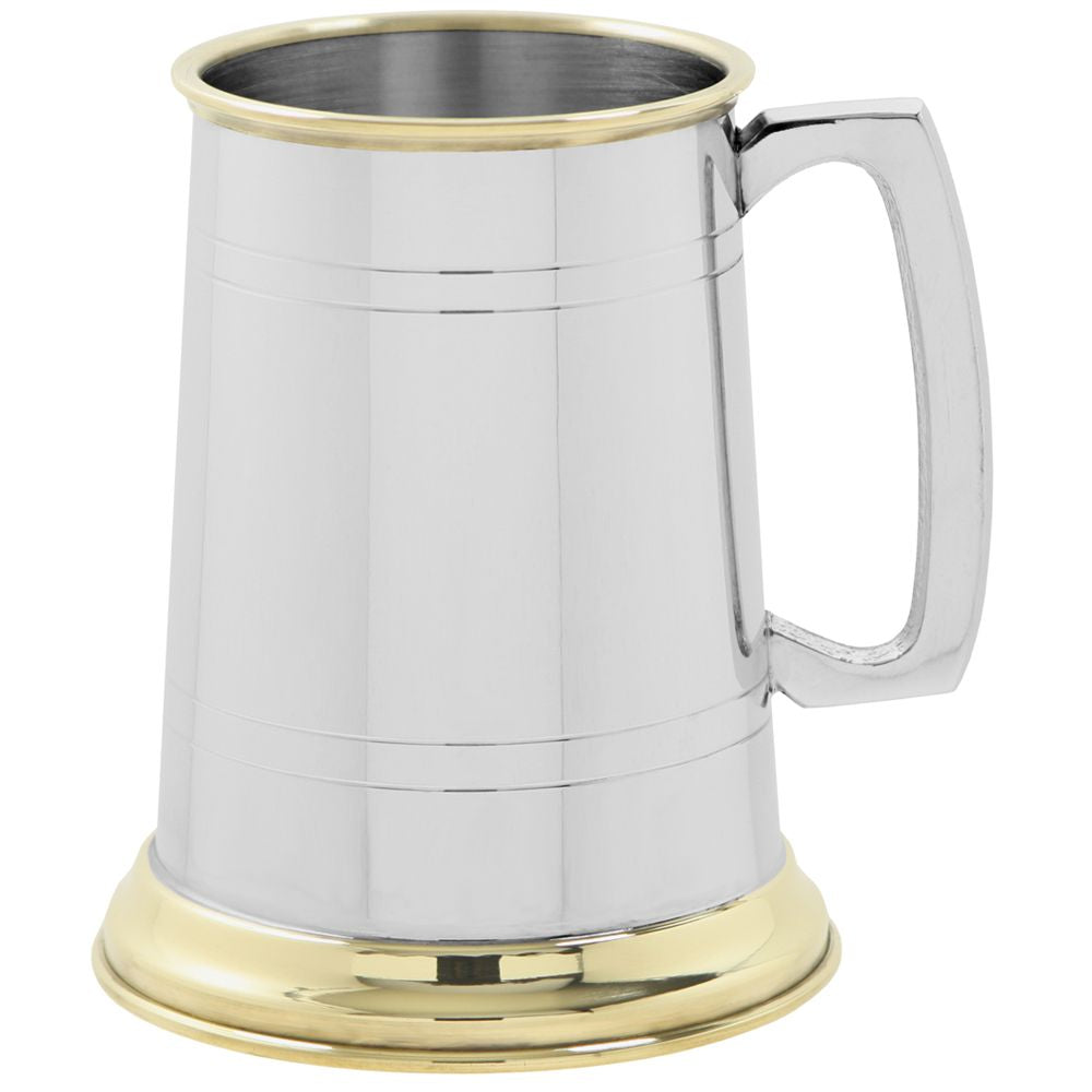 1 Pint Pewter and Brass Tankard
