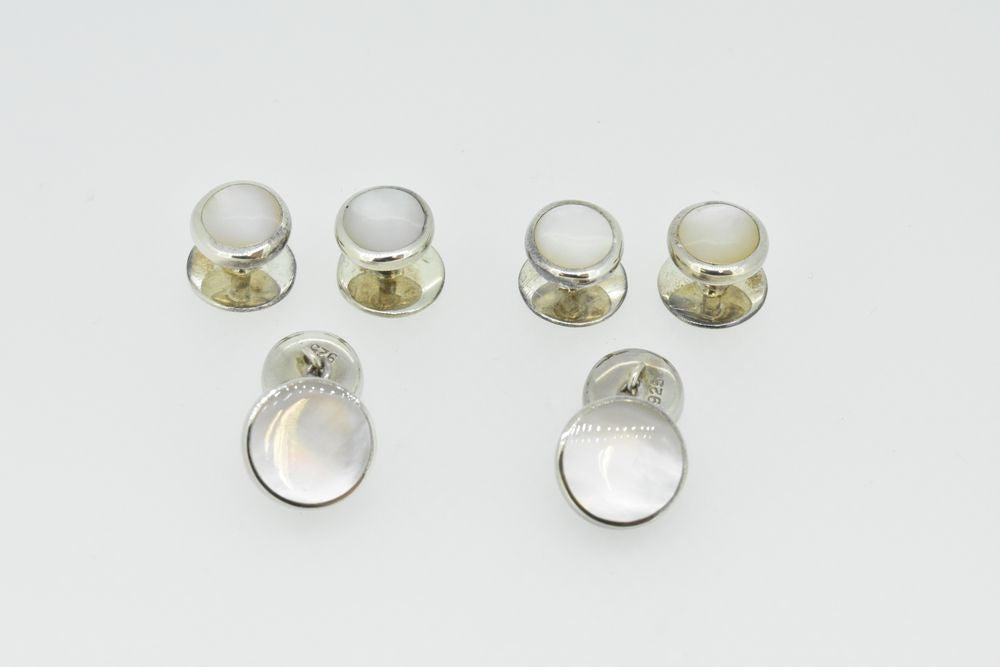 White MOP Cufflink & Stud Set