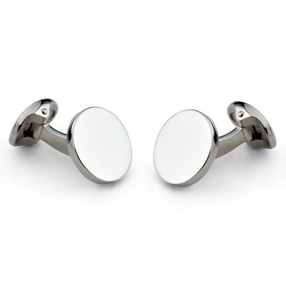 Deakin & Francis Silver Plain Round Cufflinks