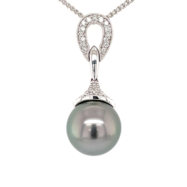 Black Pearl & Diamond 18ct Pendant