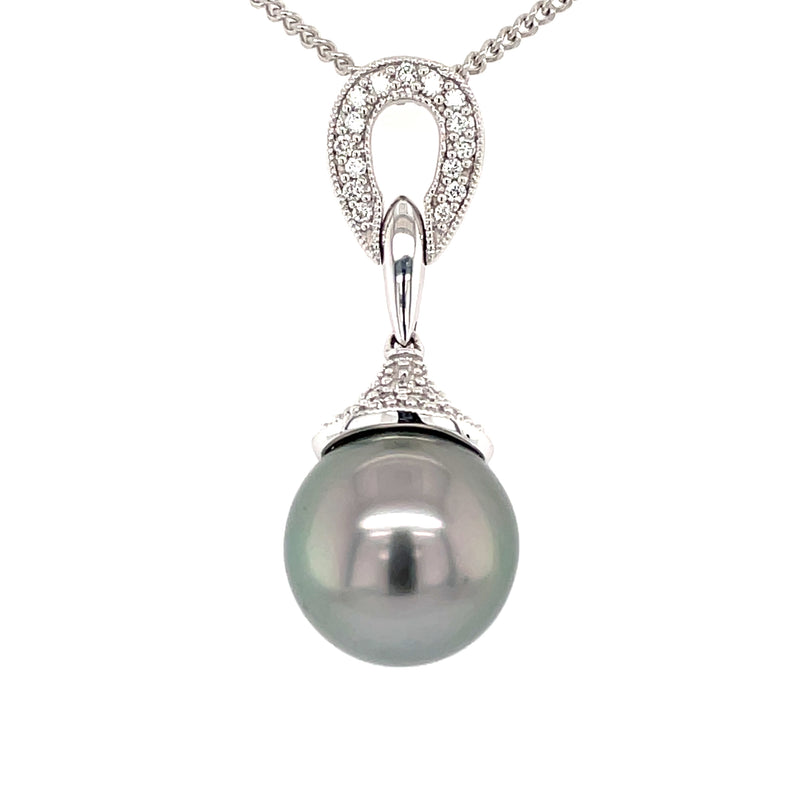 Black Pearl & Diamond 18ct Pendant