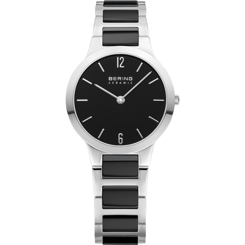 Bering Ceramic Black & Steel Ladies 29mm