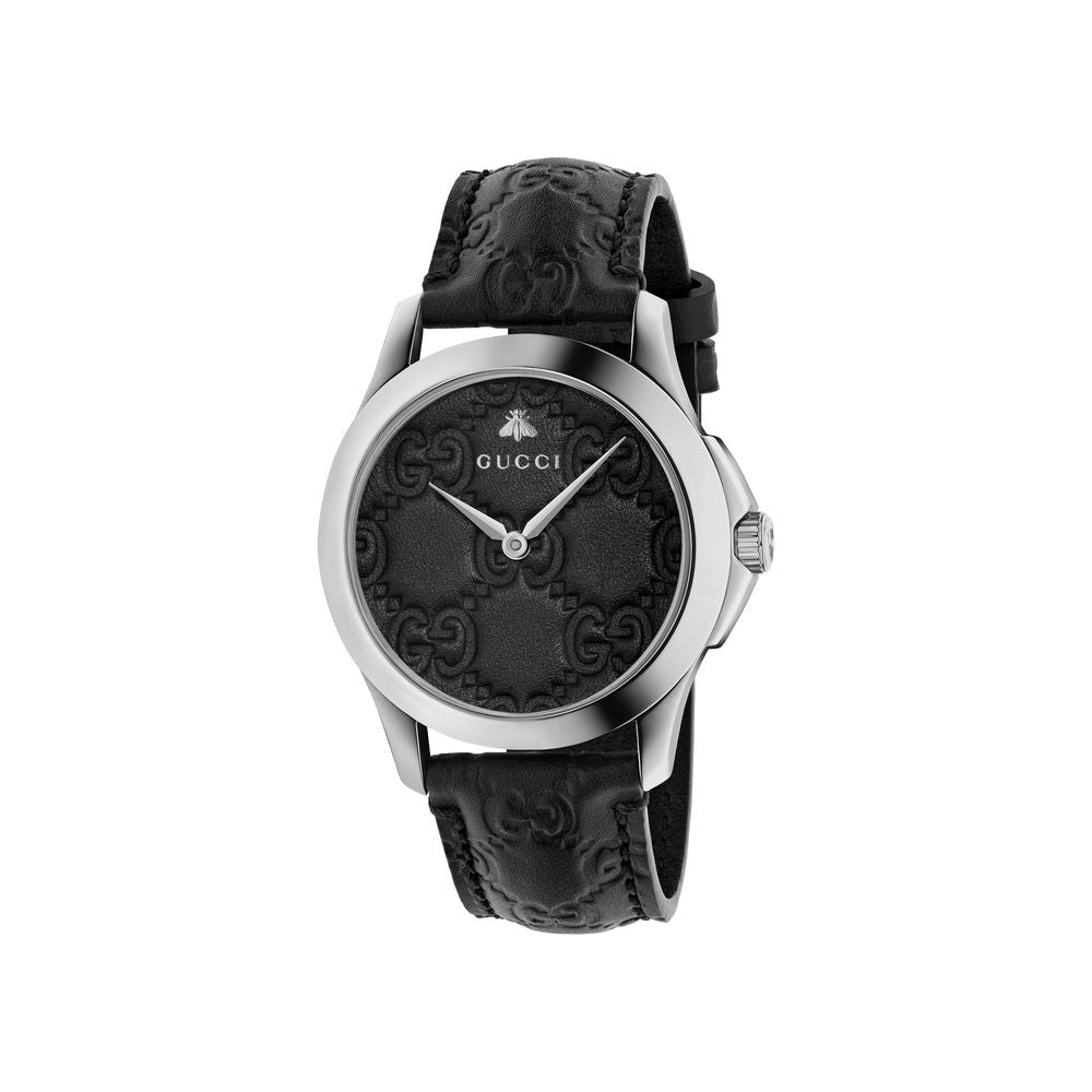 GUCCI G-Timeless Black Leather Watch 38mm