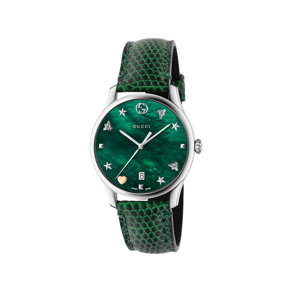 GUCCI G-Timeless Green Leather Watch 36mm