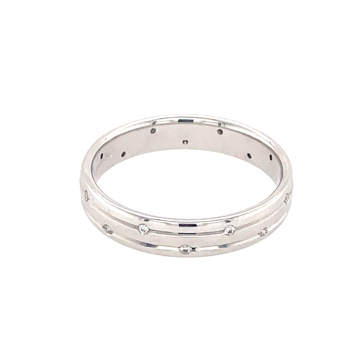 18ct White Gold Diamond Design Band