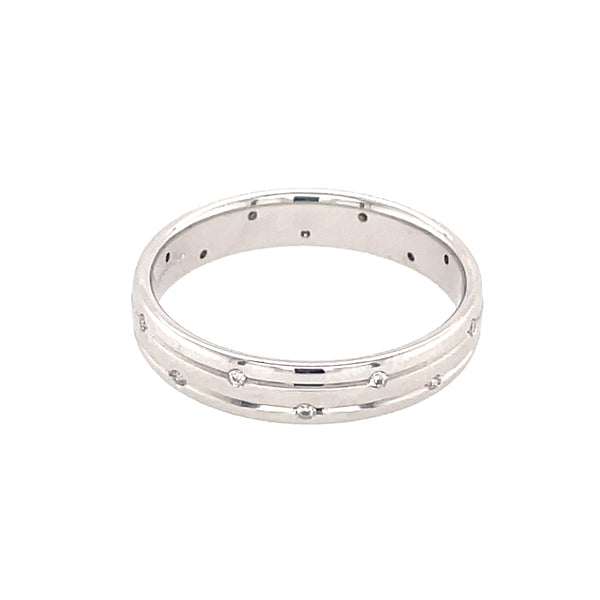 18ct White Gold Diamond Design Band