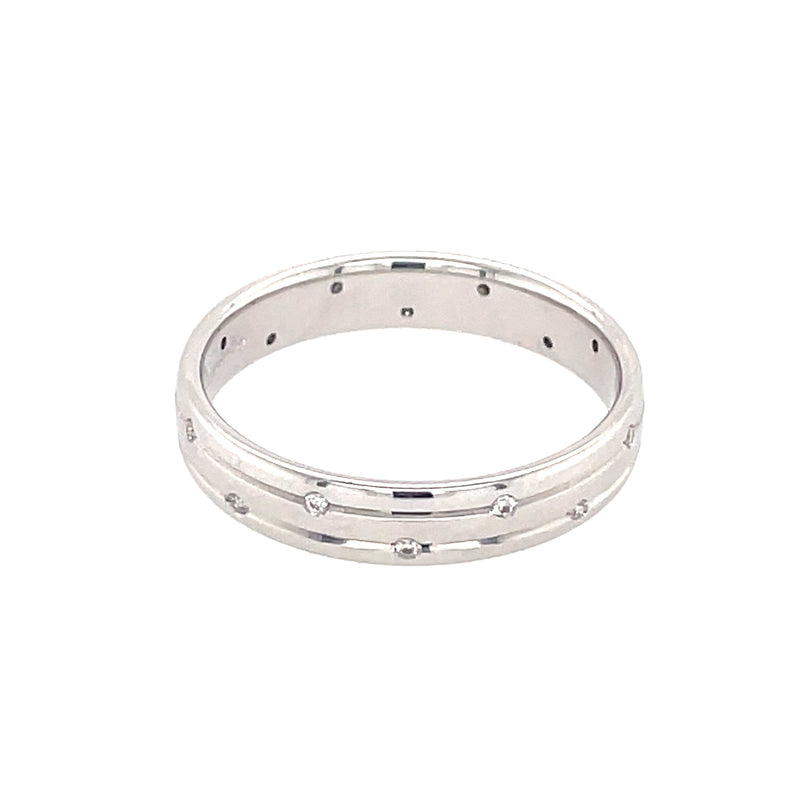 18ct White Gold Diamond Design Band