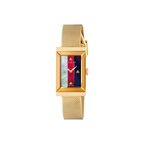 GUCCI G Frame White, Red & Blue MOP Watch