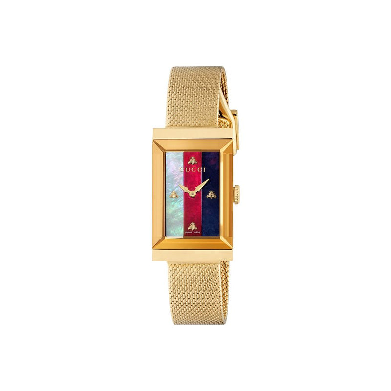 GUCCI G Frame White, Red & Blue MOP Watch