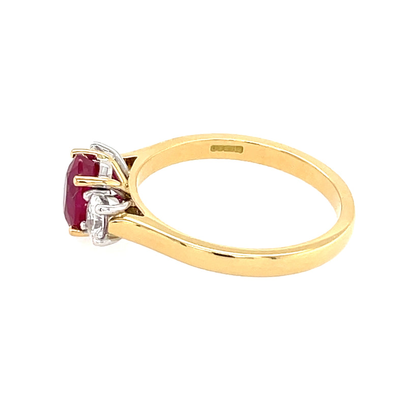 Ruby & Diamond 3 Stone 18ct Ring
