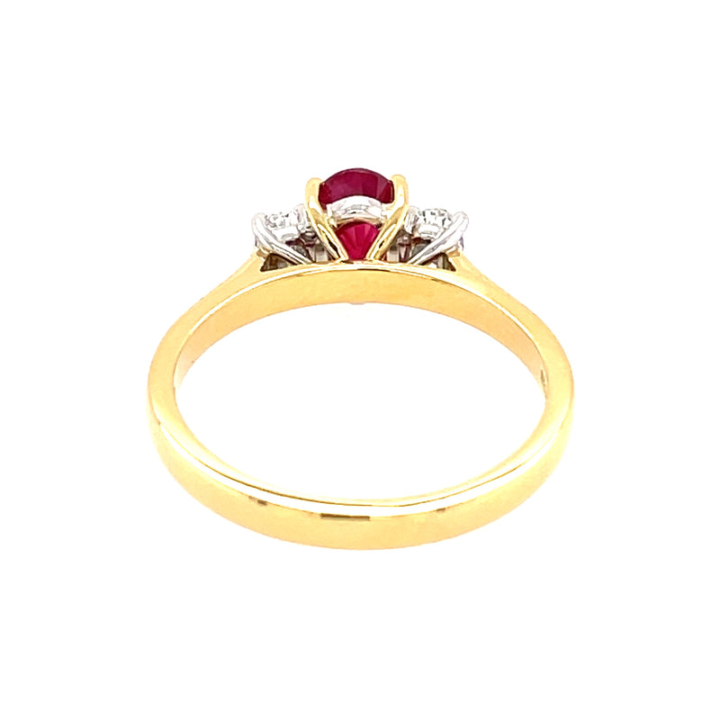 Ruby & Diamond 3 Stone 18ct Ring