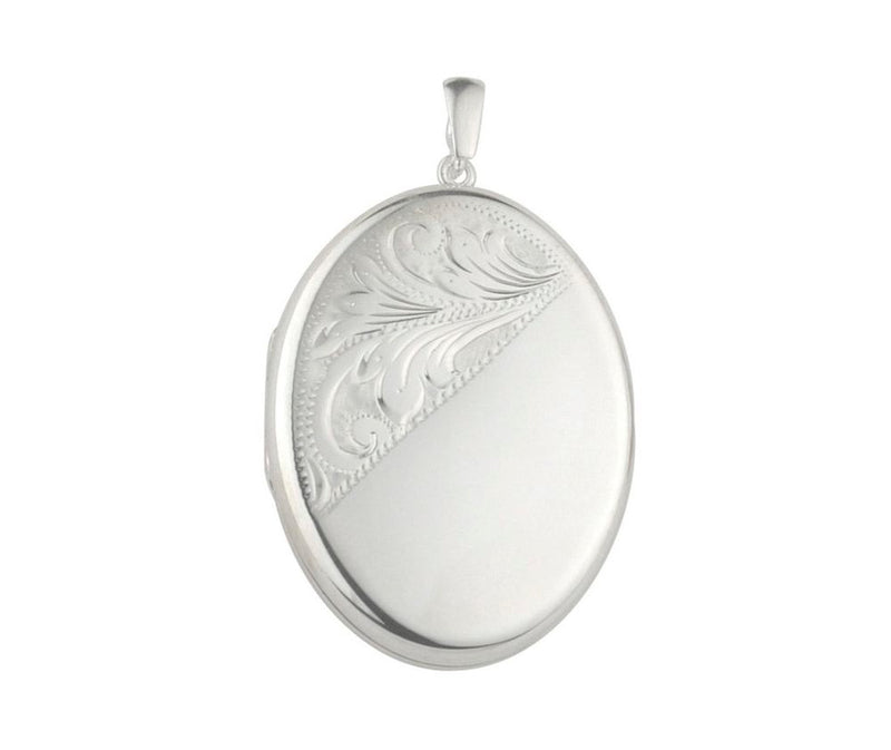 Silver Locket Hand Engraved Style on Chain