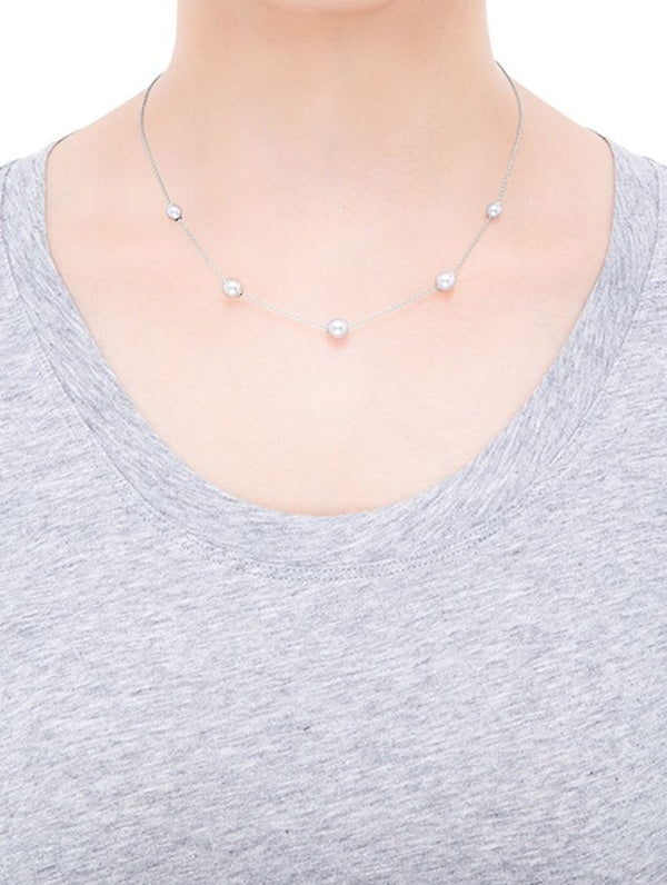 Mikimoto Pearl Chain Necklace 40cm - White Gold