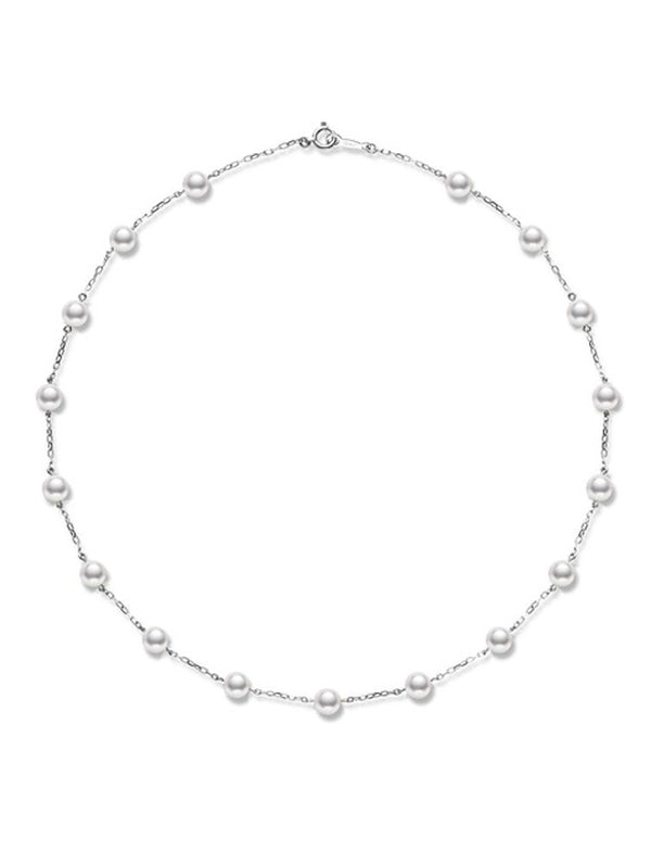 Mikimoto Pearl Chain Necklace 40cm - White Gold