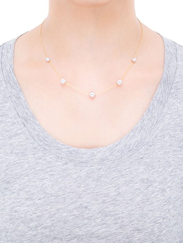 Mikimoto Pearl Chain Necklace 40cm - Yellow Gold