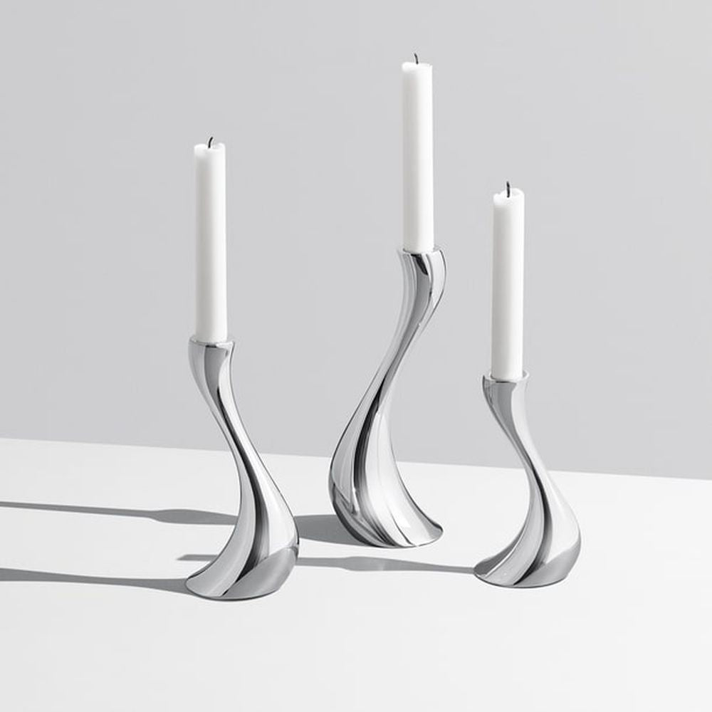 Georg Jensen Cobra Candelholder Set, Stainless Steel