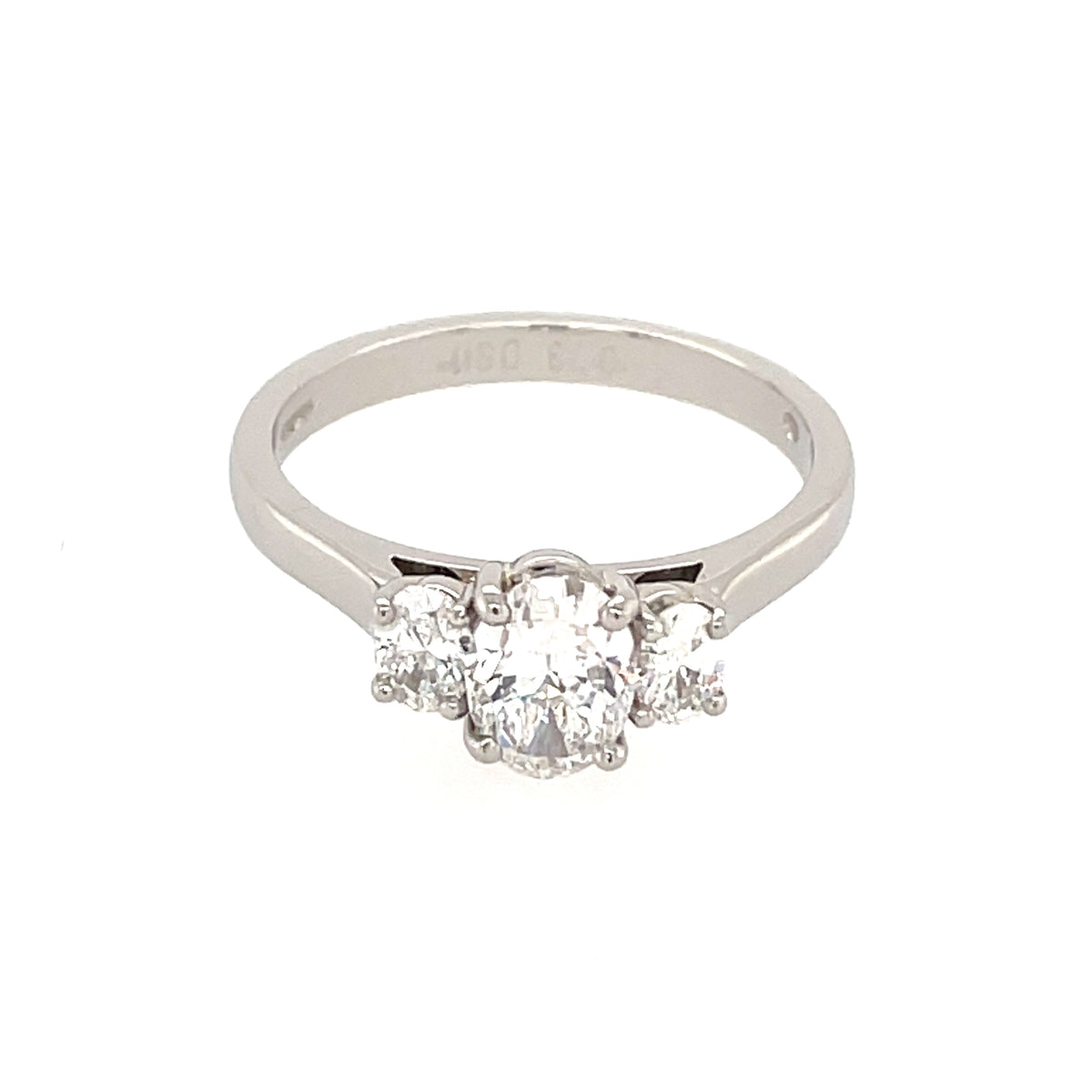 3 Stone Oval Diamond 1.06ct Platinum Ring
