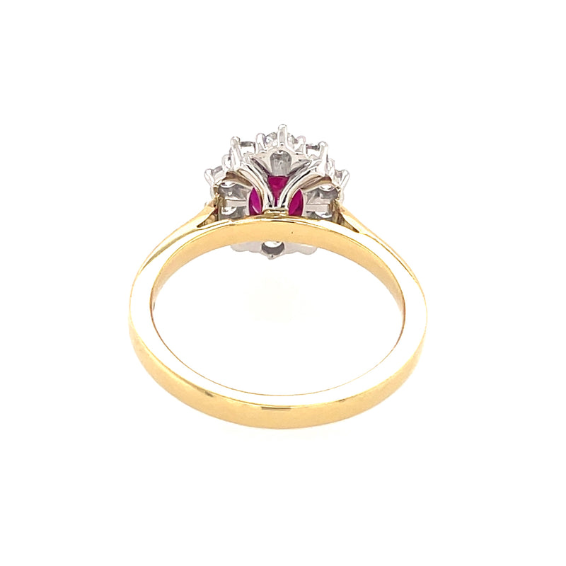 Ruby & Diamond 1.11ct Cluster 18ct Ring
