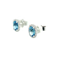 Aquamarine & Diamond Oval Cluster 18ct Earrings