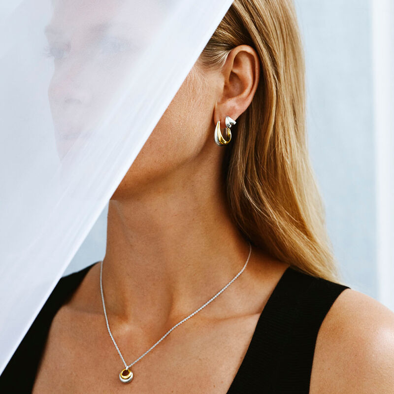 Georg Jensen Curve Necklace with Pendant, 18ct Yellow Gold & Sterling Silver