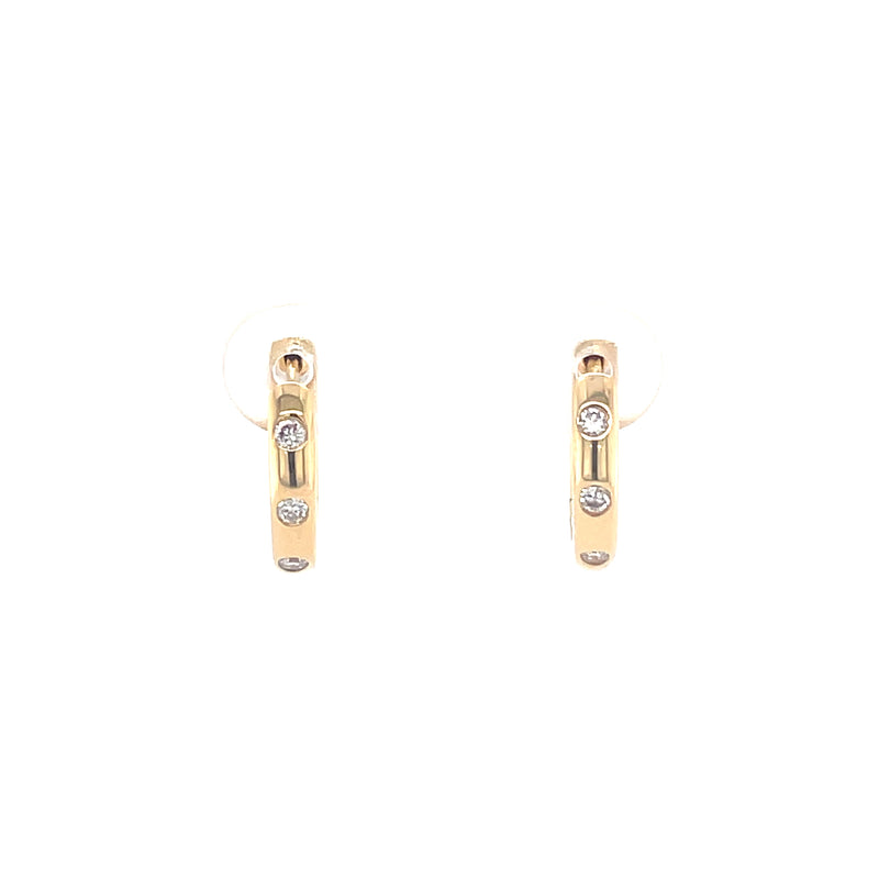 Diamond Small Hoop 18ct Yellow Gold Earrings