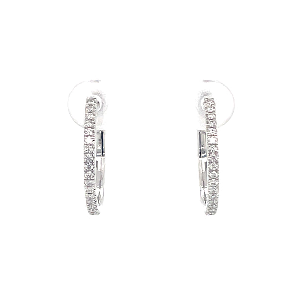 Diamond Hoop 18ct White Gold Earrings