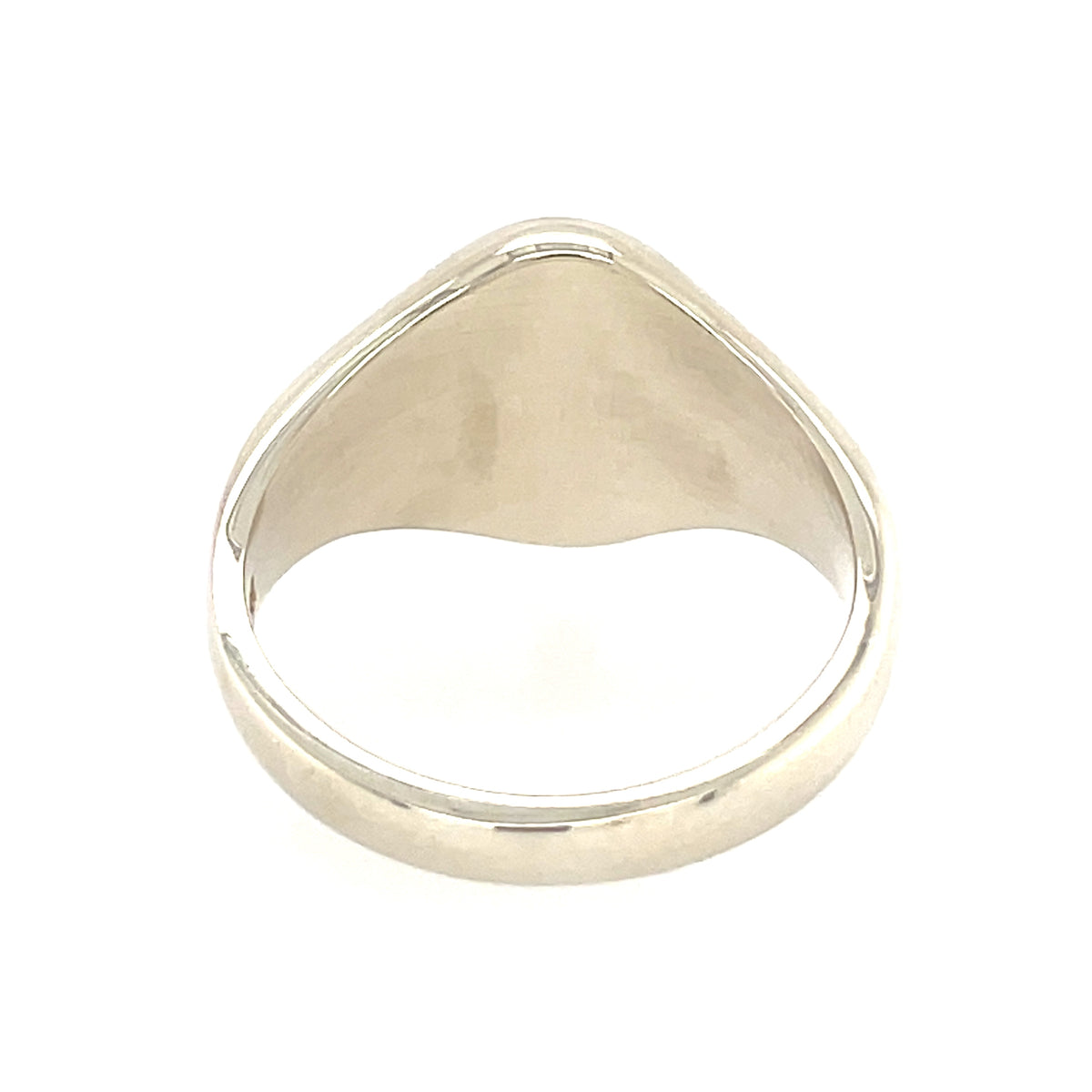 9ct White Gold 13x10mm Solid Plain Oval Signet Ring