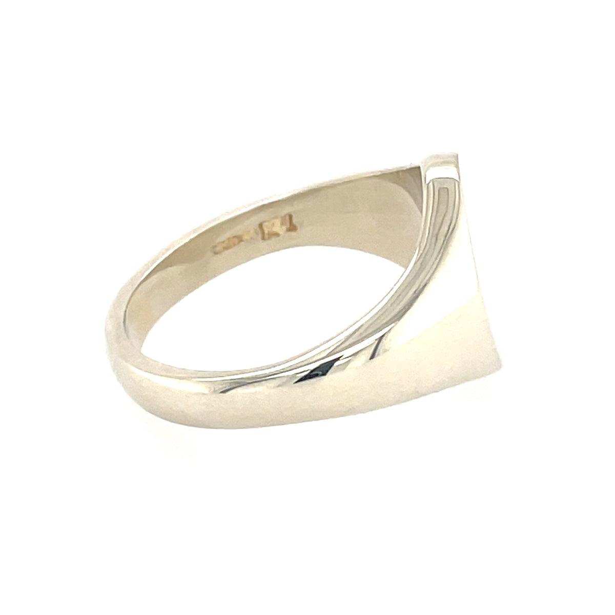 9ct White Gold 13x10mm Solid Plain Oval Signet Ring