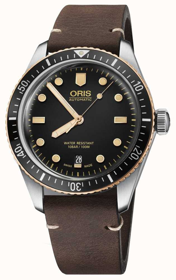 Oris Divers Sixty-Five Leather Strap Watch 40mm