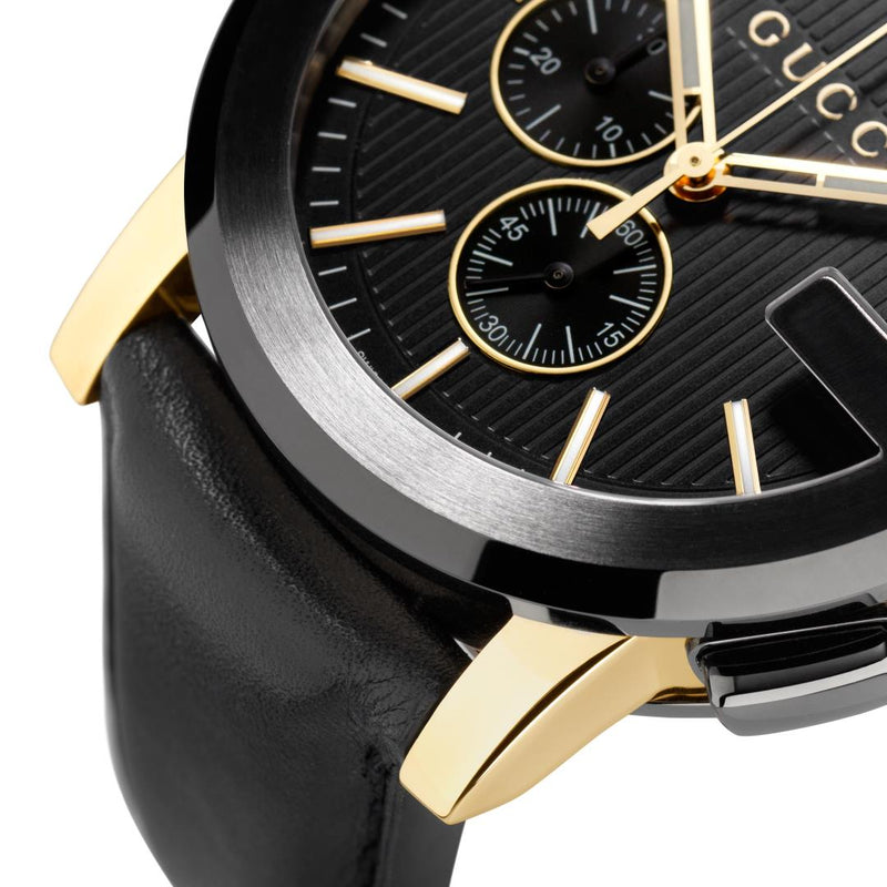 GUCCI G-Chrono Black & Gold Watch 44mm