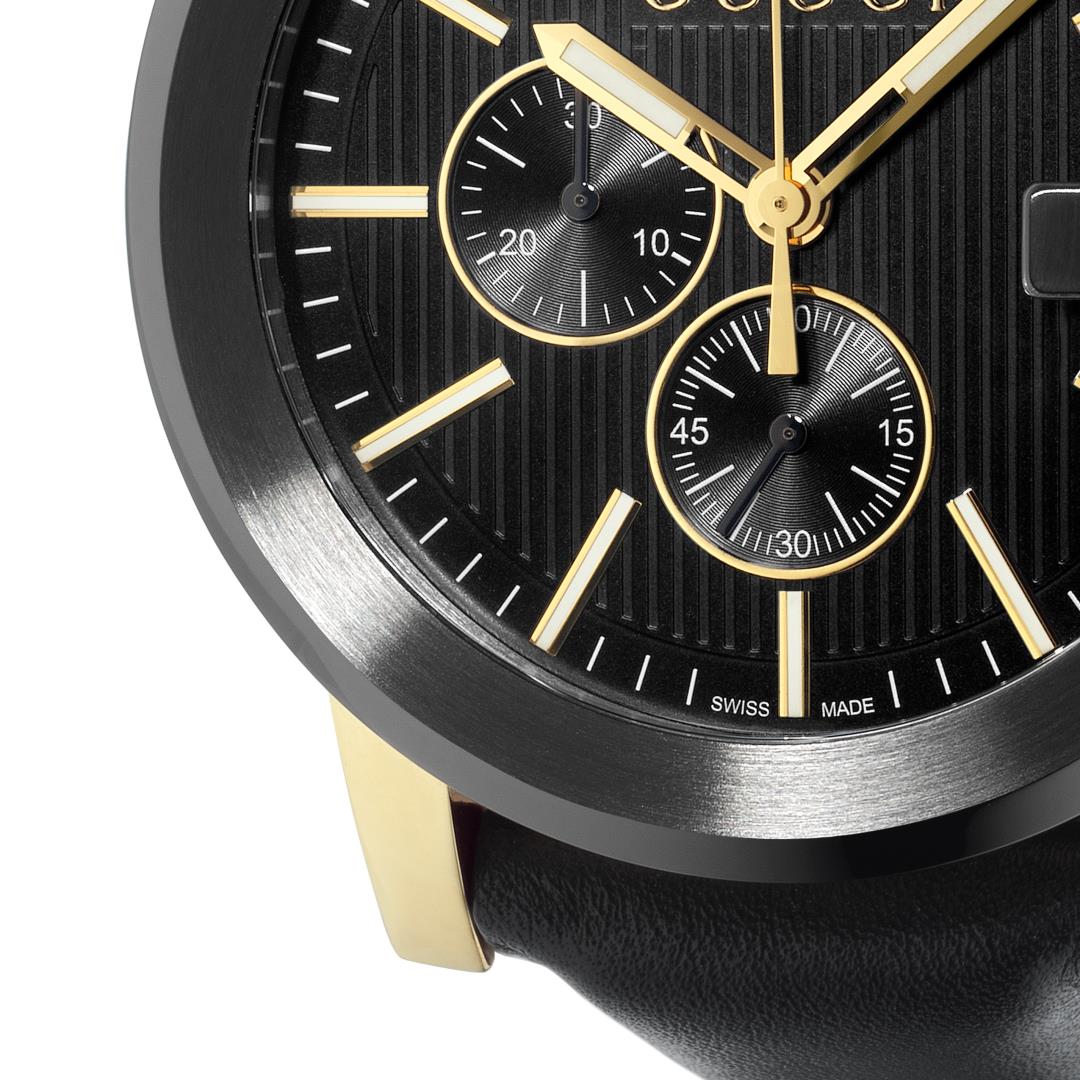 GUCCI G-Chrono Black & Gold Watch 44mm
