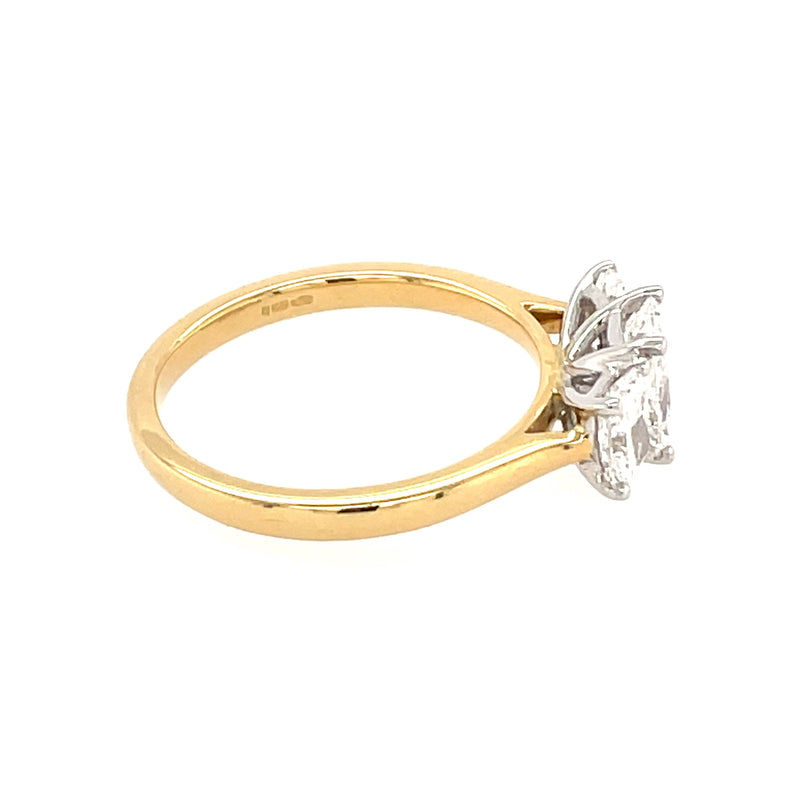 Diamond 3 Stone Radiant Cut 1.44ct Yellow Gold Ring