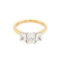 Diamond 3 Stone Radiant Cut 1.44ct Yellow Gold Ring