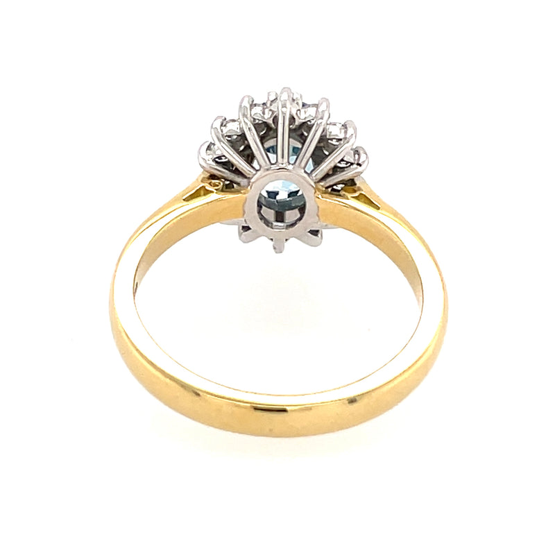 Aquamarine & Diamond 18ct Cluster Ring