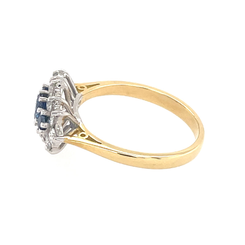 Sapphire & Diamond Shaped 18ct Cluster Ring